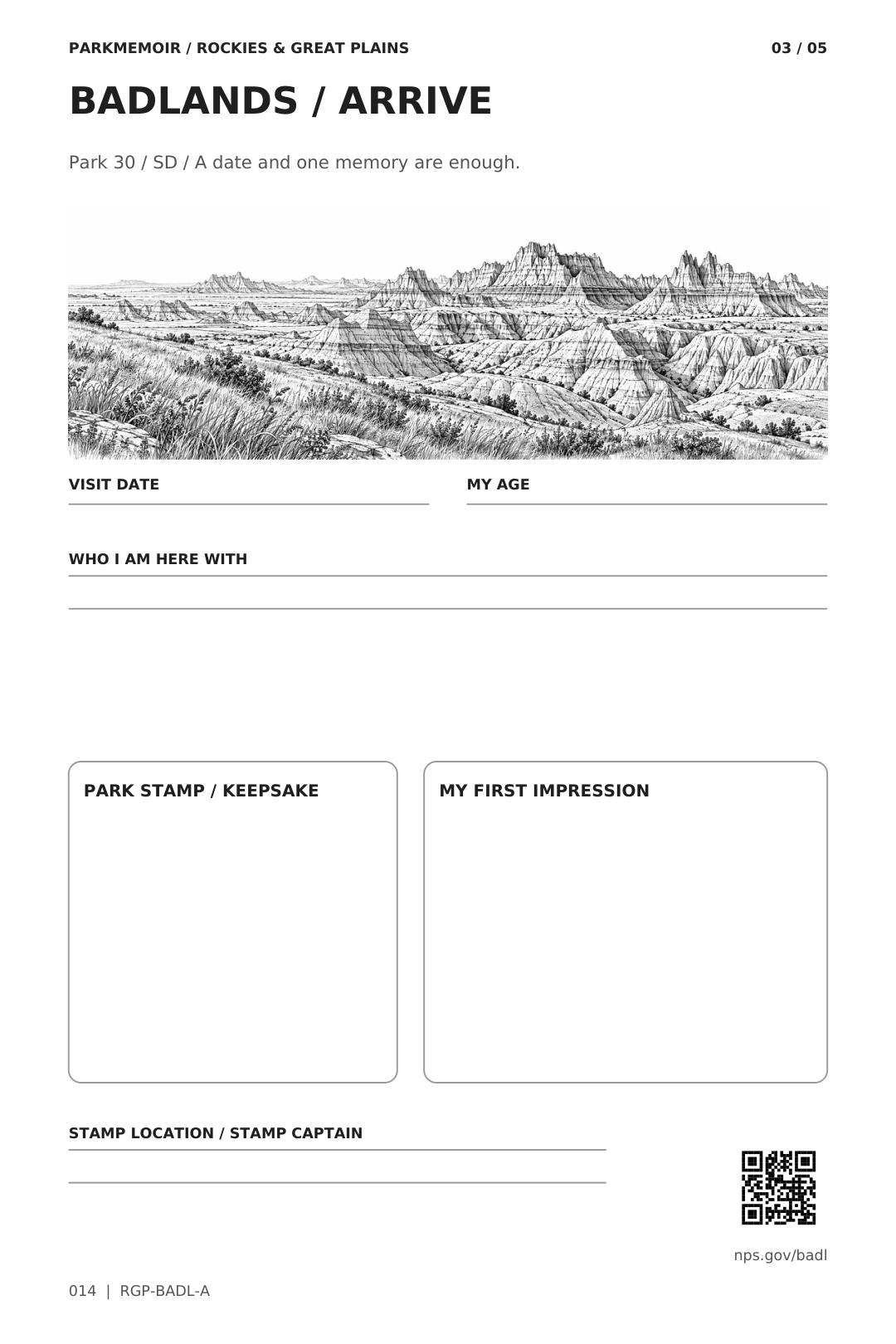 Badlands ARRIVE — original printed page