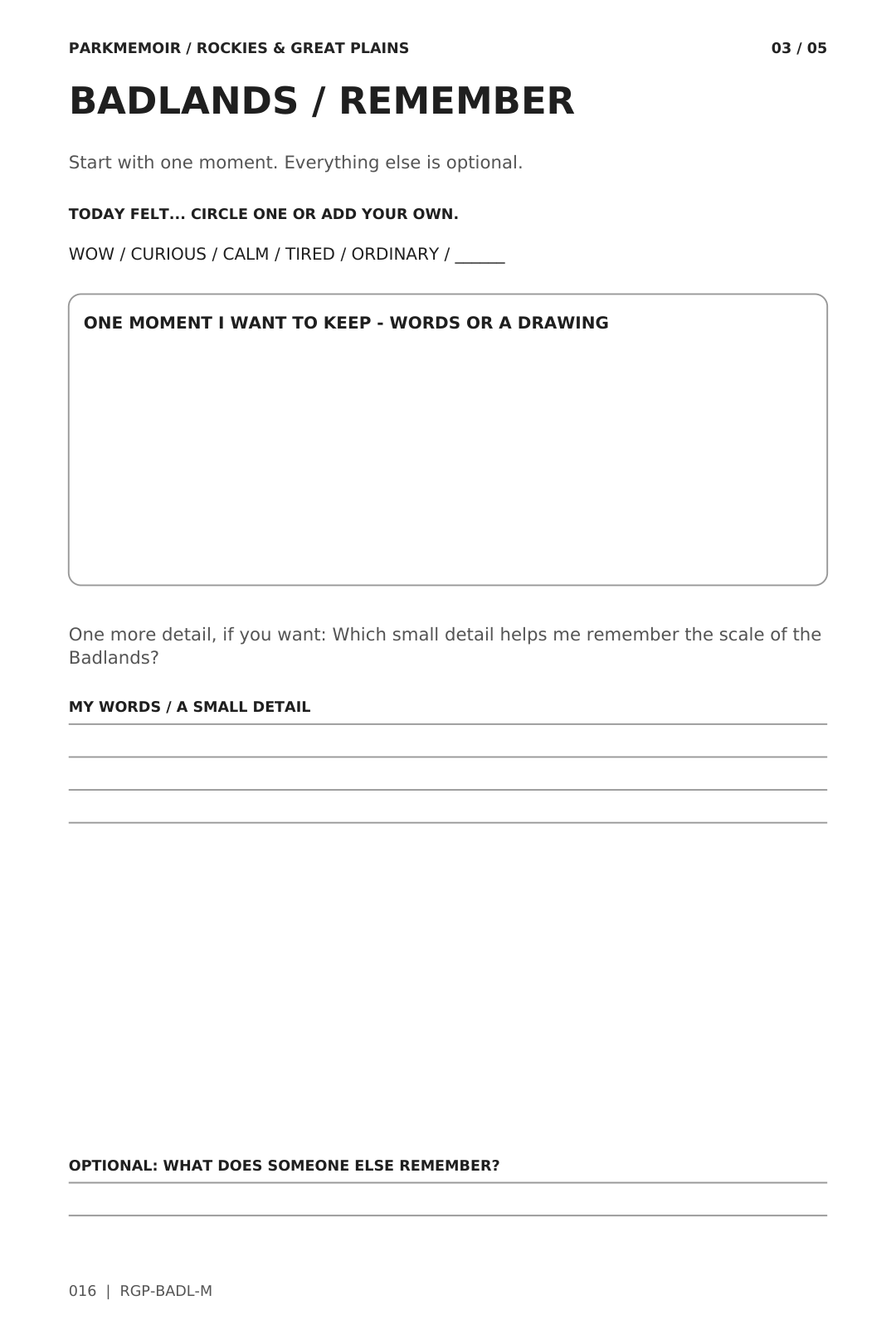 Badlands REMEMBER — original printed page