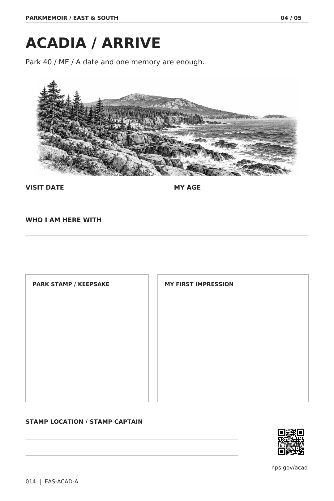 Acadia ARRIVE — original printed page