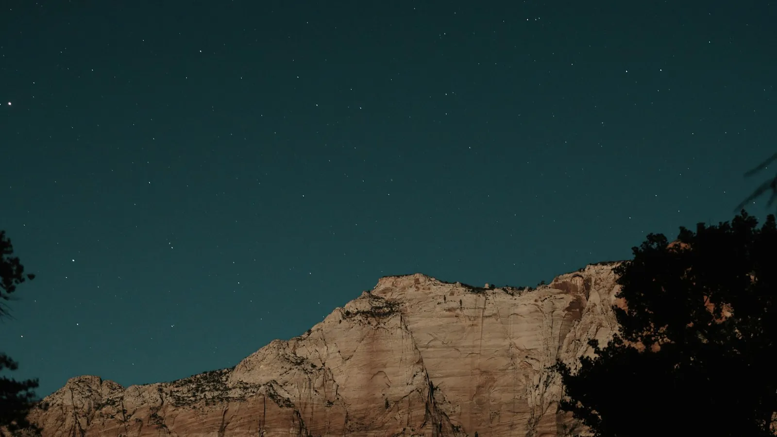 Stars above sandstone mountains near Zion
