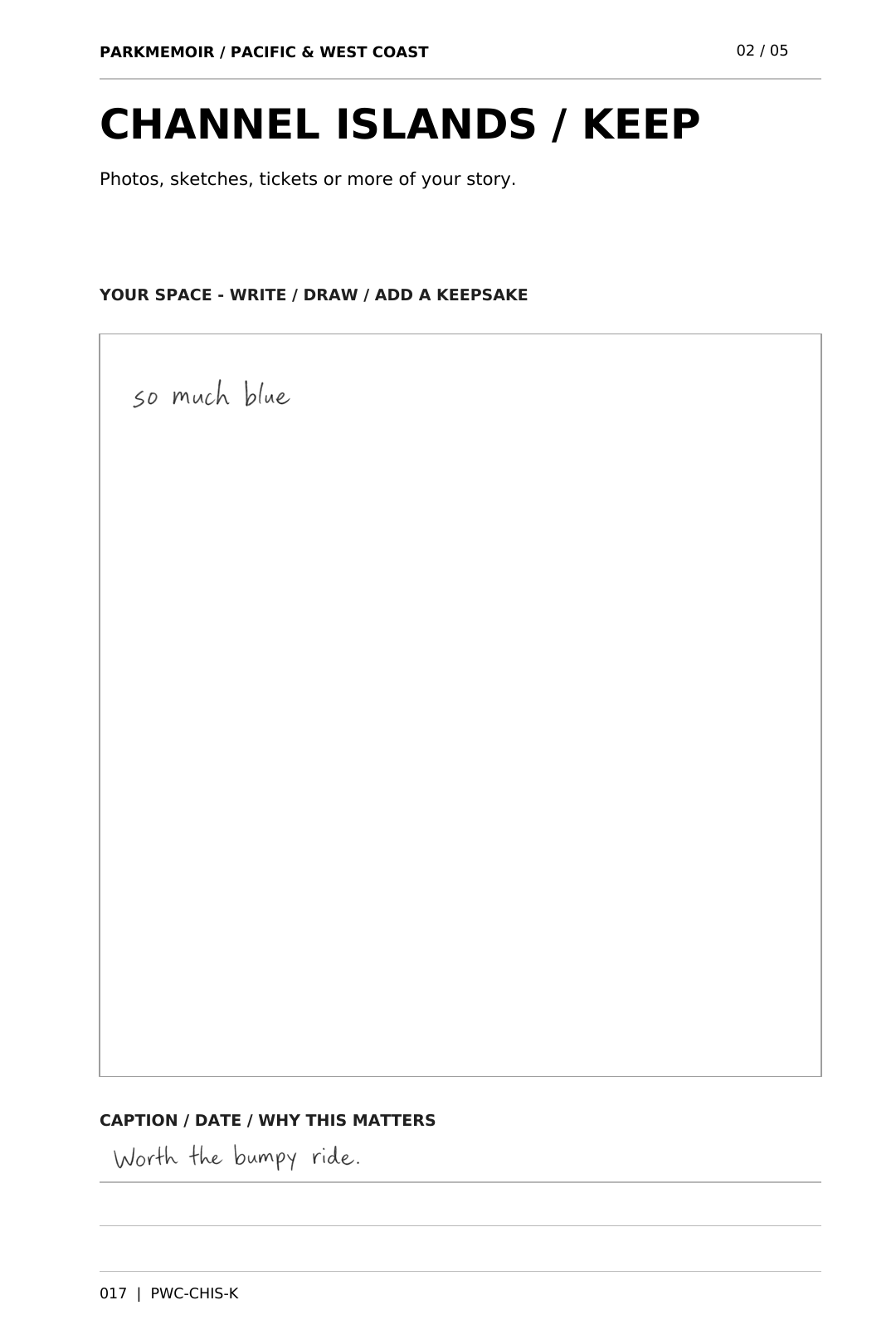 Channel Islands KEEP — handwritten demonstration on the original printed page